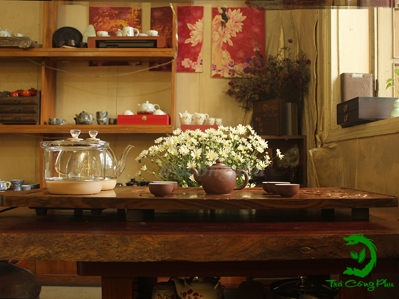 Combo bàn trà gỗ Mẫu Đơn - SENBATS647